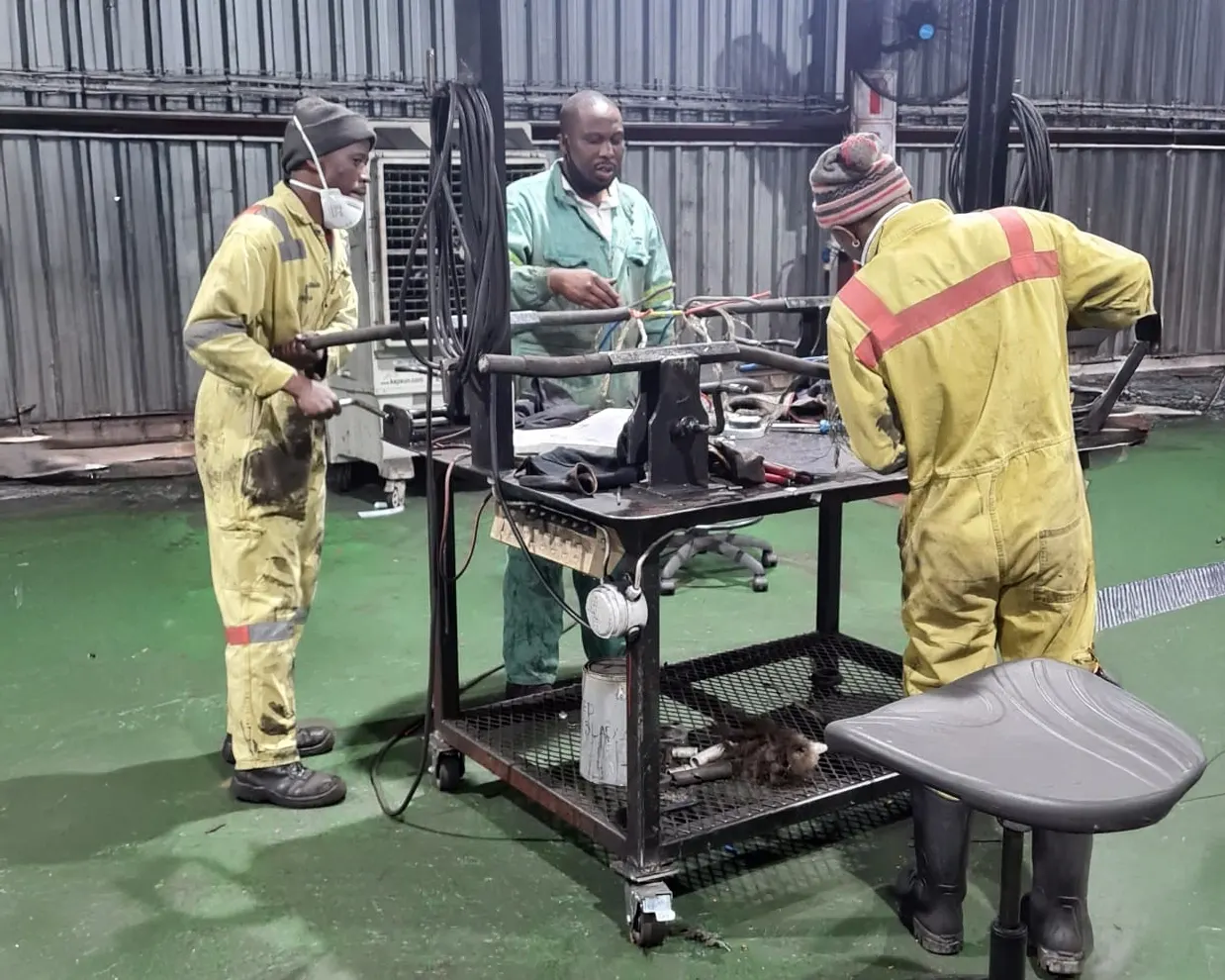 Lectropower technicians building an electrical control panel