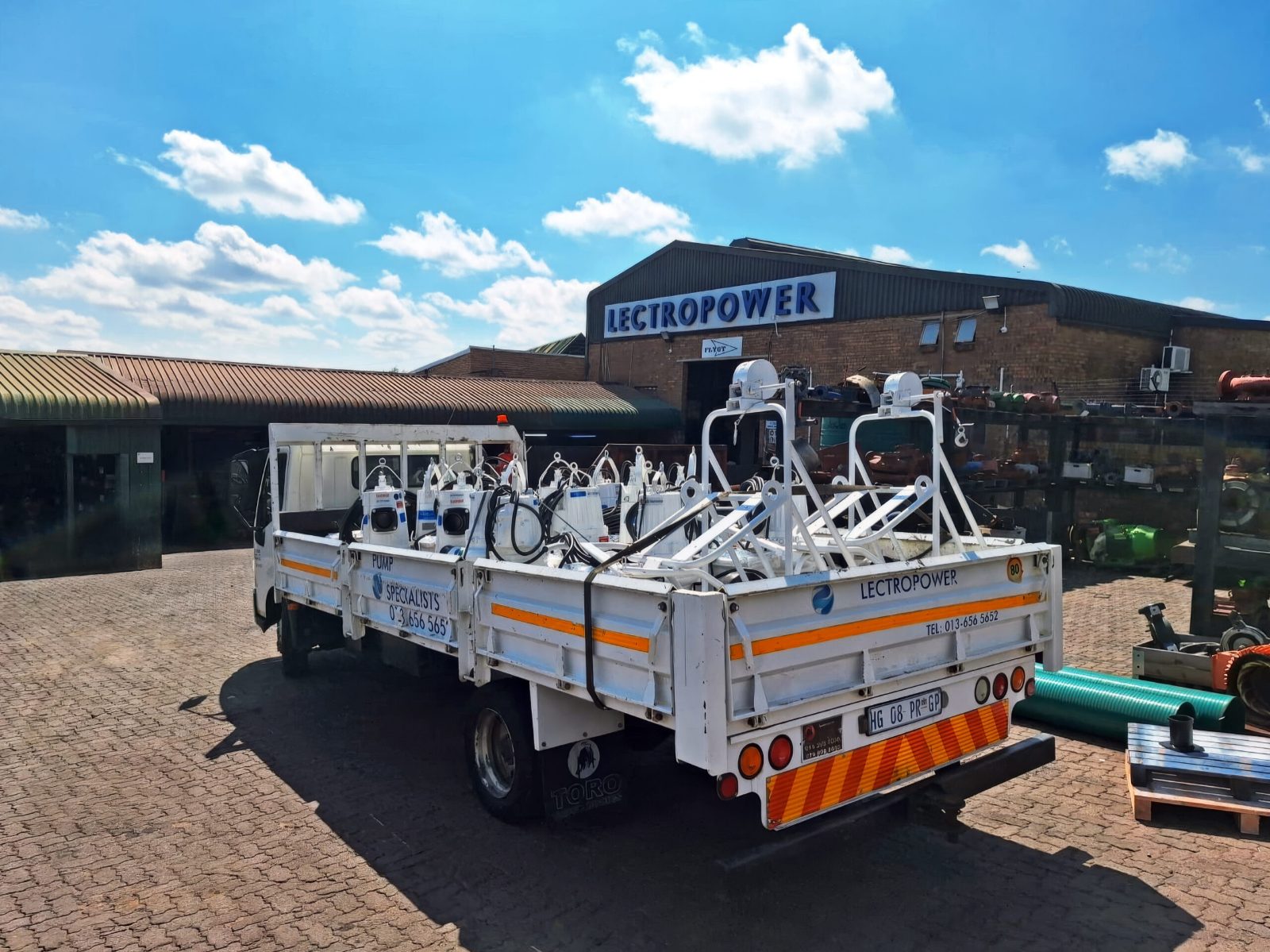 Lectropower facility with a truck loaded with pumps